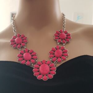 Pink Floral Statement Necklace